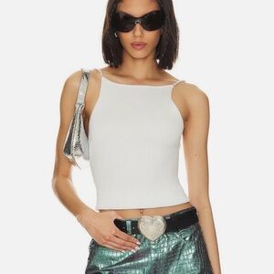 House of Harlow 1960 White Ribbed Tank Top